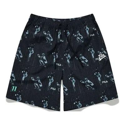 Fila Fusion Full Print Baseball Woven Sports 5-inch Shorts 'black Teal'