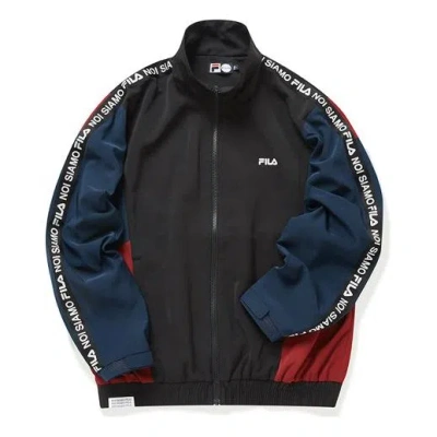 Fila Fusion Inline Casual Sports Woven Stand Collar Jacket Black