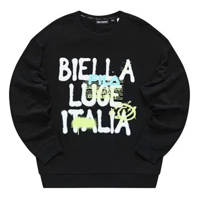 Fila Fusion Letter Printed Sweatshirt 'black White' In Multi