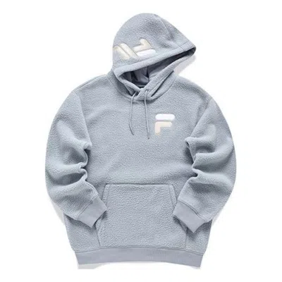 Fila Fusion Logo Printed Fleece Hoodie 'grey White' In Multi