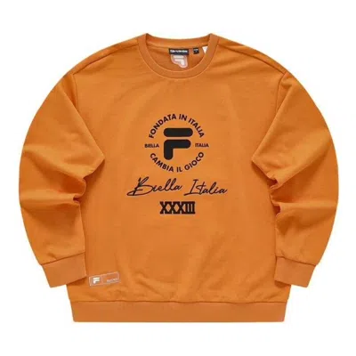 Fila Fusion Logo Printed Sweater 'orange Black' In Multi