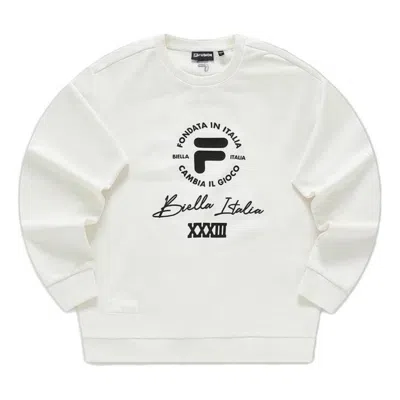 Fila Fusion Logo Printed Sweater 'white Black' In Multi