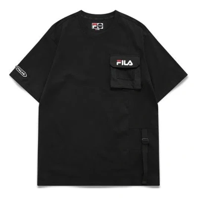 Fila Fusion Multiple Pockets Round Neck Pullover Short Sleeve Black