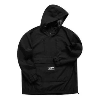 Fila Fusion X White Mountaineering Crossover Solid Color Half Zipper Pullover Woven Black