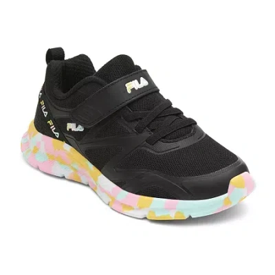 Fila Galaxia 5 Strap Mashup Little Kid Girls Running Shoes In Black