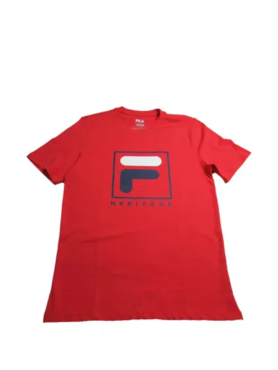 Fila Heritage F Box Logo T-shirt In Red
