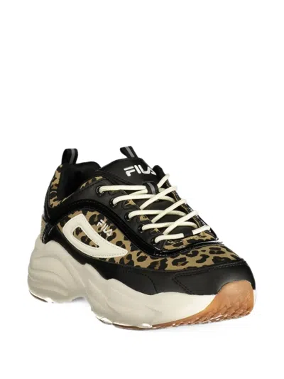Fila Leopard-print Chunky Sneakers In Black