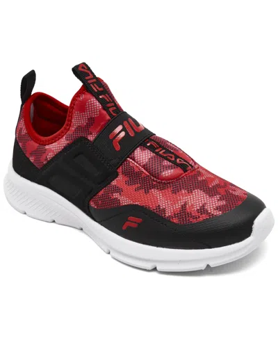 Fila Little Kids Land Buzzer Slip-on Casual Sneakers From Finish Line In Red,black