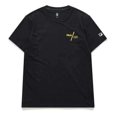 Fila Logo Alphabet Printing Sports Short Sleeve Black