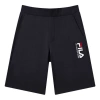 Fila Logo Embroidered Casual Knit Shorts Blue In Black