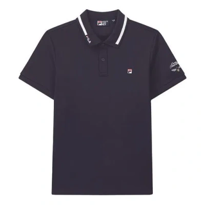Fila Logo Embroidered Short Sleeve Polo Shirt Blue