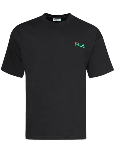 Fila Logo-embroidered T-shirt In Black