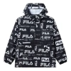 Fila Logo Full Print Hooded Loose Jacket Black