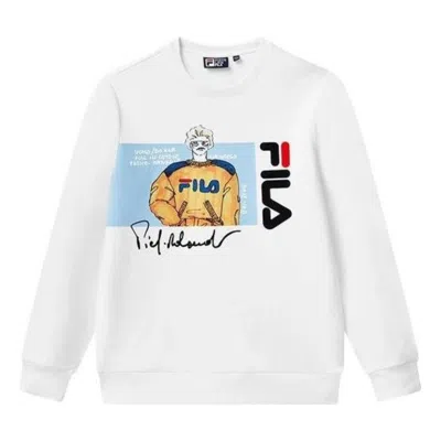 Fila Logo Graphic Sweater 'white Black' In Yellow