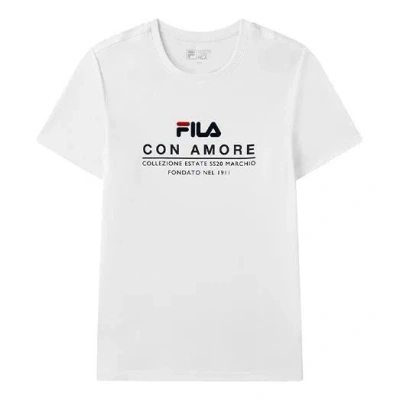 Fila Logo Letter Print Crewneck Loose Short Sleeve Men's White