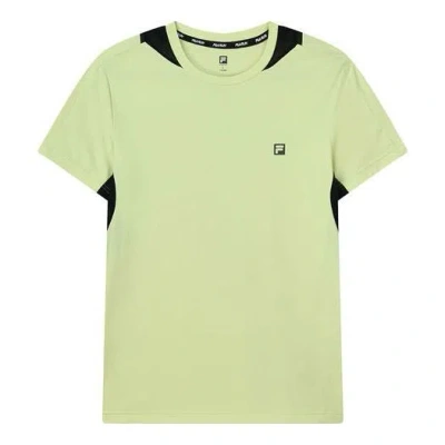 Fila Logo Letter Printing Round Collar Male Yellow In Green
