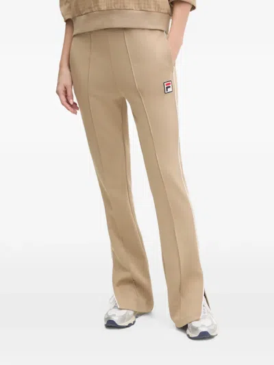 Fila Logo Patch Flared Trousers In Neutral