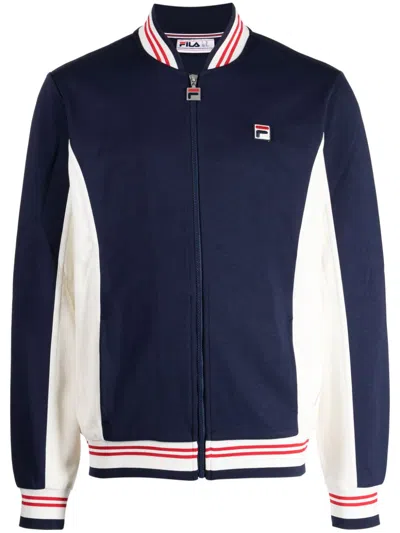 Fila Logo Zipped Sweatshirt In Blue