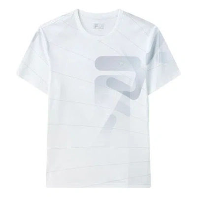 Fila Logo Pattern Casual Sports Round Neck Short Sleeve White