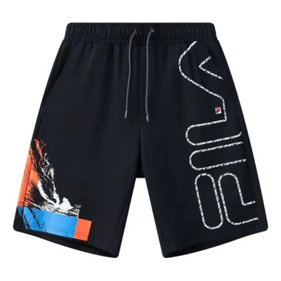 Fila Logo Printing Casual Sports Shorts Blue In Black