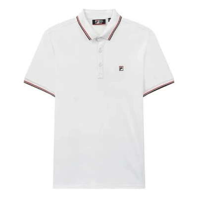 Fila Logo Solid Colour Sports Short Sleeve Knitted Polo Shirt For Men White