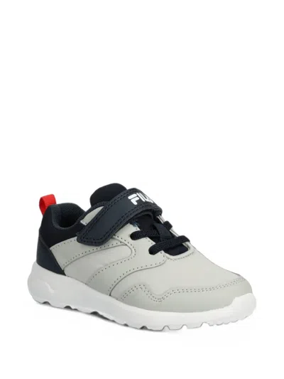 Fila Kids' Logo Touch-strap Panelled Sneakers In Grey