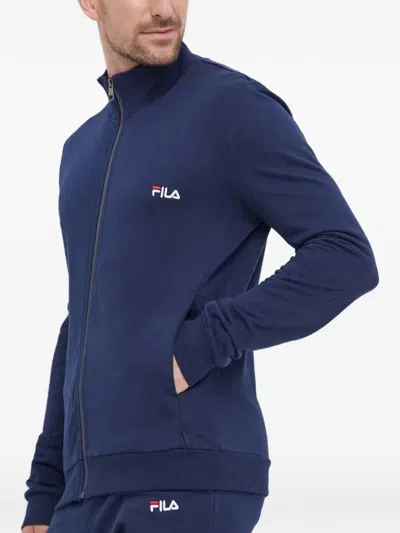 Fila Logo-embroidered Zip-up Sweatshirt In Blue