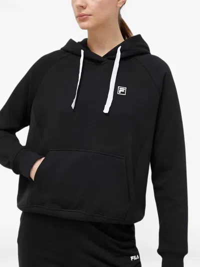 Fila Logo-patch Hoodie In Black