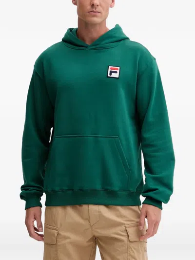 Fila Logo-patch Hoodie In Green