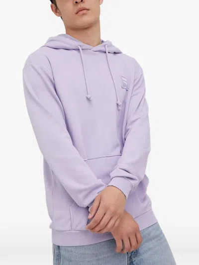 Fila Logo-patch Hoodie In Purple