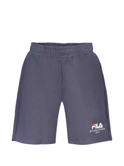 Fila Logo-print Cotton Shorts In Blue