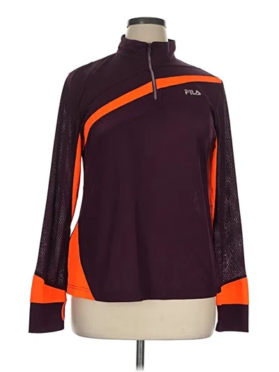 Pre-owned Fila Long Sleeve Polo Shirt In Purple