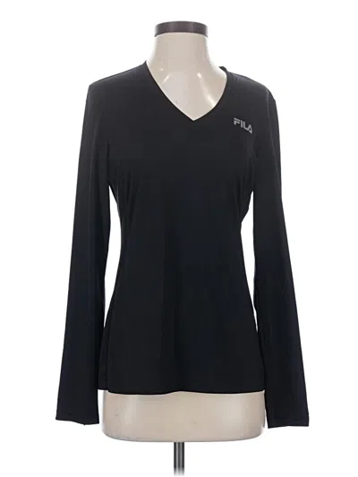 Pre-owned Fila Long Sleeve Top Black V-neck Tops