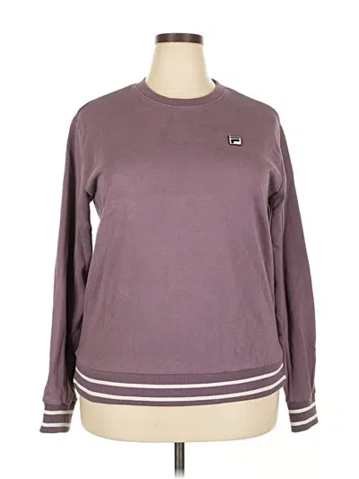 Pre-owned Fila Long Sleeve Top Burgundy Crew Neck Tops