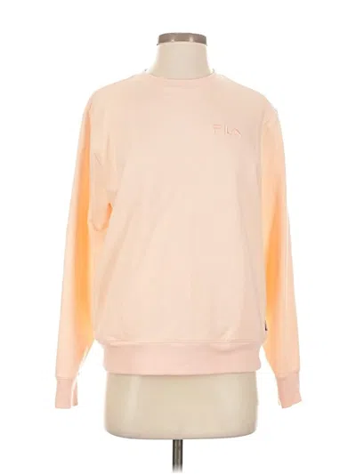 Pre-owned Fila Long Sleeve Top Orange Crew Neck Tops