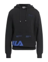 Fila Man Sweatshirt Black Size M Cotton, Polyester In Black