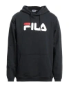 Fila Man Sweatshirt Black Size Xs Cotton, Polyester In Black