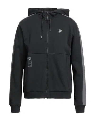 Fila Man Sweatshirt Black Size Xs Cotton, Polyester