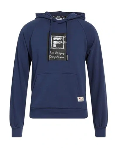 Fila Man Sweatshirt Blue Size S Cotton, Polyester
