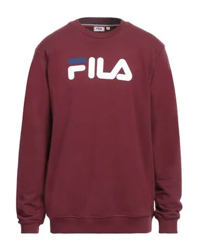 Fila Man Sweatshirt Burgundy Size L Cotton, Polyester In Red