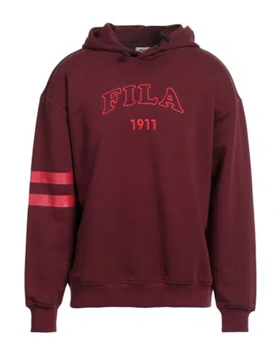 Fila Man Sweatshirt Burgundy Size Xs Cotton, Polyester In Red