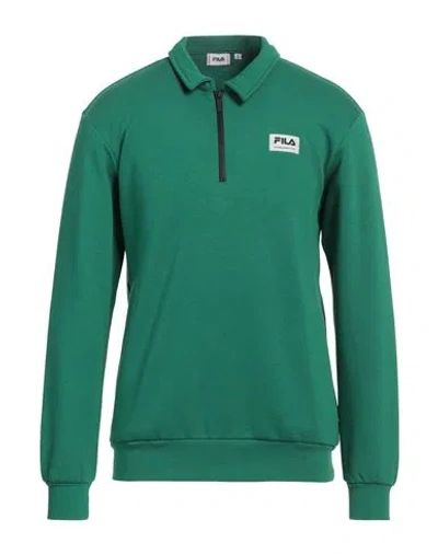 Fila Man Sweatshirt Green Size Xs Cotton, Elastane