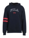 Fila Man Sweatshirt Navy Size S Cotton, Polyester In Navy Blue