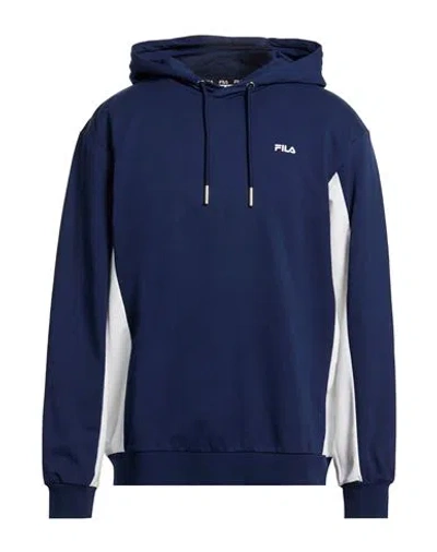 Fila Man Sweatshirt Navy Size L Cotton, Elastane In Blue