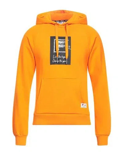 Fila Man Sweatshirt Orange Size M Cotton, Polyester