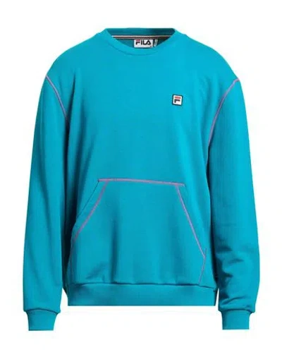Fila Man Sweatshirt Turquoise Size L Cotton, Polyester In Blue