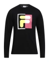 Fila Man T-shirt Black Size S Cotton In Black