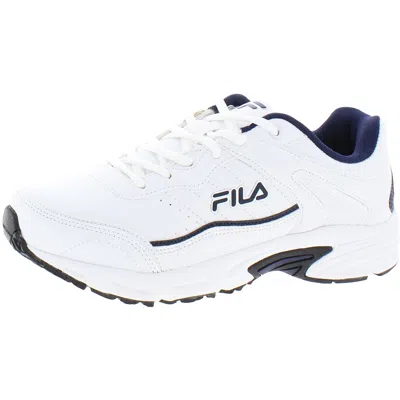 Fila Memory Sportland Mens Faux Leather Fitness Running Shoes In White