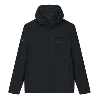 Fila Men's  Athletics Athleisure Casual Sports Knit Hooded Long Sleeves Jacket Dark Black