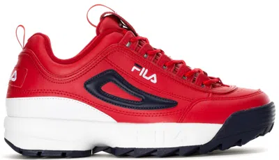 Pre-owned Fila Men's  Disruptor 2 Red Navy Sneakers In  Red/white/ Navy Blue